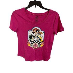 Women's Large Powerpuff Girls Short Sleeve Tee Shirt 90s Y2K Pink Tee